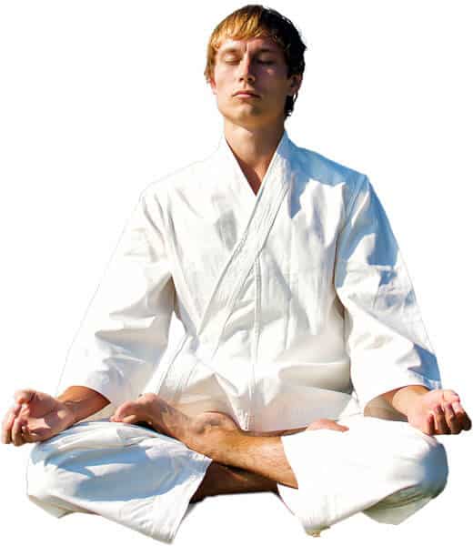 Martial Arts Lessons for Adults in Boise ID - Young Man Thinking and Meditating in White